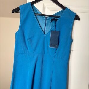 Piazza Sempione Turquoise Blue Sleeveless V-Neck Dress 40
